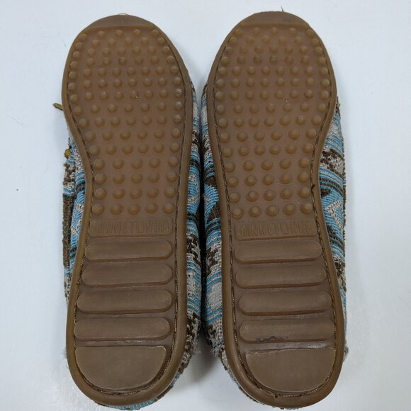 Minnetonka Baja Aztec Tribal Print Turquoise Geometric Hardsole Moccasin 8.5 - Picture 10 of 14